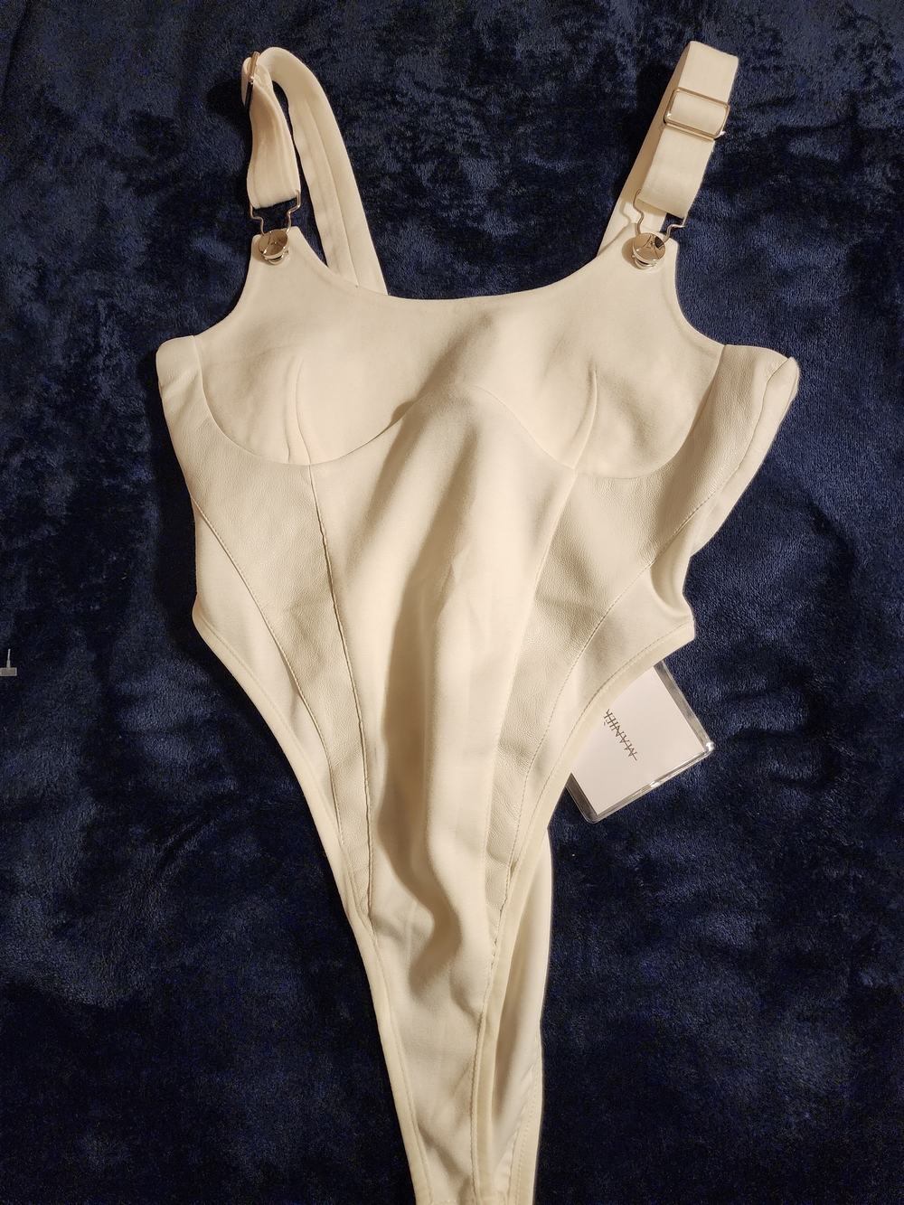 Maniere De Voir Cream One-Piece Swimsuit For Women with Adjustable Straps